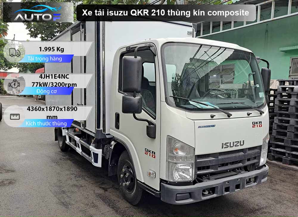 Xe tải isuzu QKR 210 thùng kín composite (1.9t - 2.3t) dài 4.3 mét